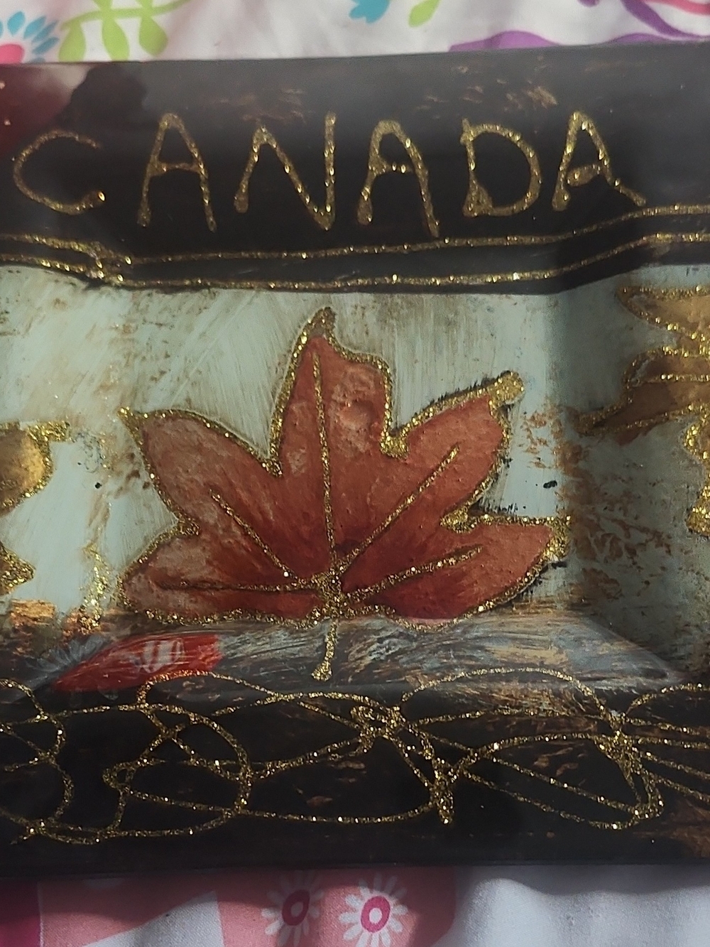 Canada Decorative Wall Plaque with Gold Leaf Accents